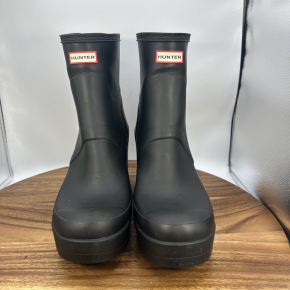 Hunter Original Short Wedge Rain Boots Black Waterproof Outdoor Women's 10 - Picture 4 of 9